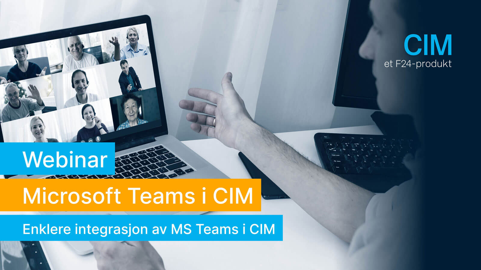 Mann som deltar på møte over teams