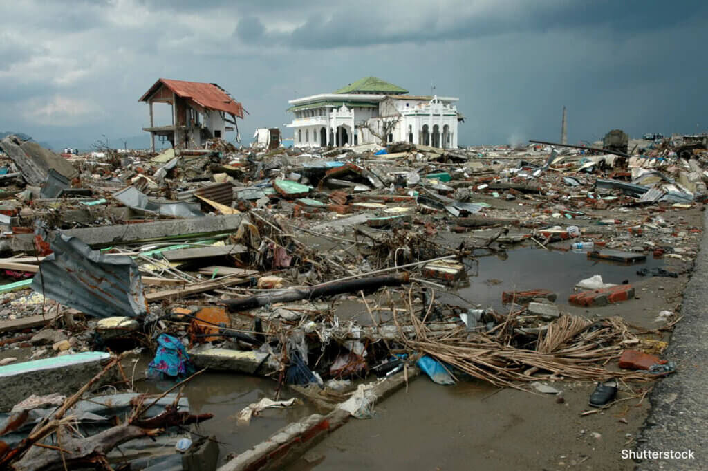 Ødelseggelsene etter Tsunamien 2004. Foto: Shutterstock