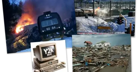 Collage av kriser. Foto: Cornelius Poppe/NTB, Tore Sannum/NTB og Shutterstock.