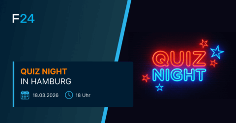 A graphic for "Quiz Night in Hamburg" on 18.03.2026 at 18:00, featuring neon "QUIZ NIGHT" text with stars on a dark background and Stammtisch Hamburg event details displayed on the left.