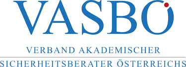 Logo for VASBÖ, featuring large blue letters with a red dot over the "Ö". Below, the text reads "Verband Akademischer Sicherheitsberater Österreichs" in blue capital letters—perfect for your Customers and Friends Evening event.