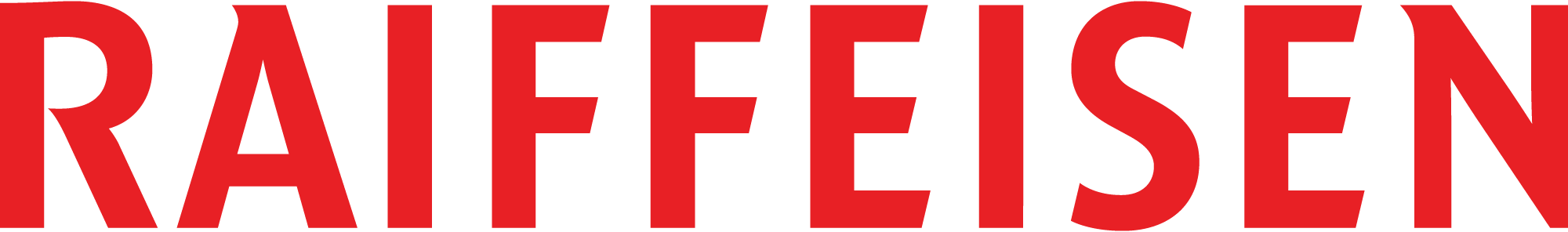 Das Wort „RAIFFEISEN“ ist in fetten, roten Großbuchstaben auf hellgrauem Hintergrund dargestellt und symbolisiert Stärke und Kompetenz im Risiko- und Krisenmanagement im Finanzsektor.