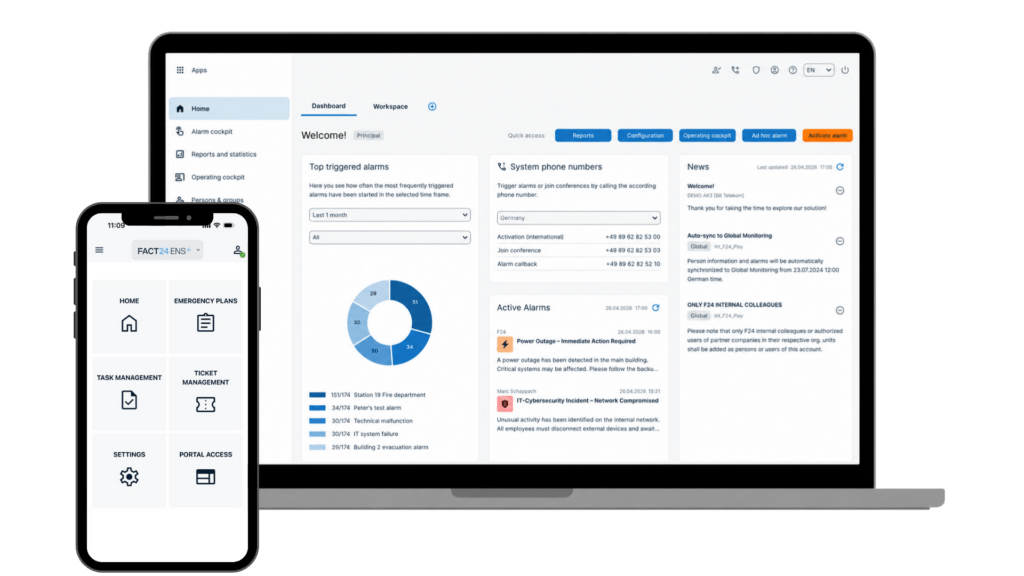 FACT24 ENS+ Desktop & Mobile App Bildschirme