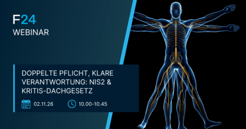 Webinar Promo für: “Doppelte Pflicht, klare Verantwortung: NIS2 & KRITIS-Dachgesetz,” 02.11.26, 10.00–10.45 Uhr.